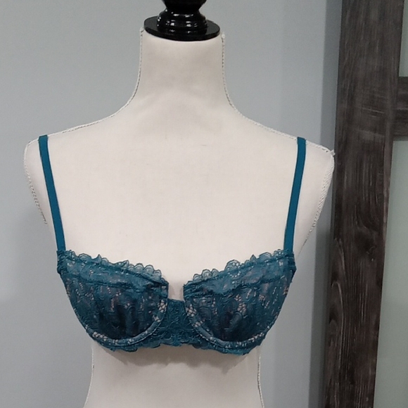 Soma Other - Soma Unlined Lace Balconette Bra Color Gulf Side Green Size 34B NWT